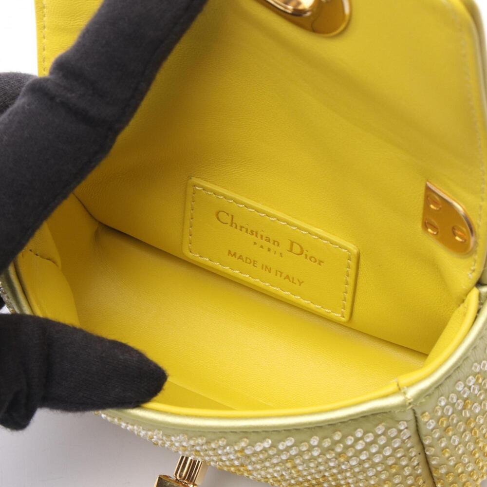 CHRISTIAN DIOR Yellow Leather Shoulder Bag - Picture 3 of 6